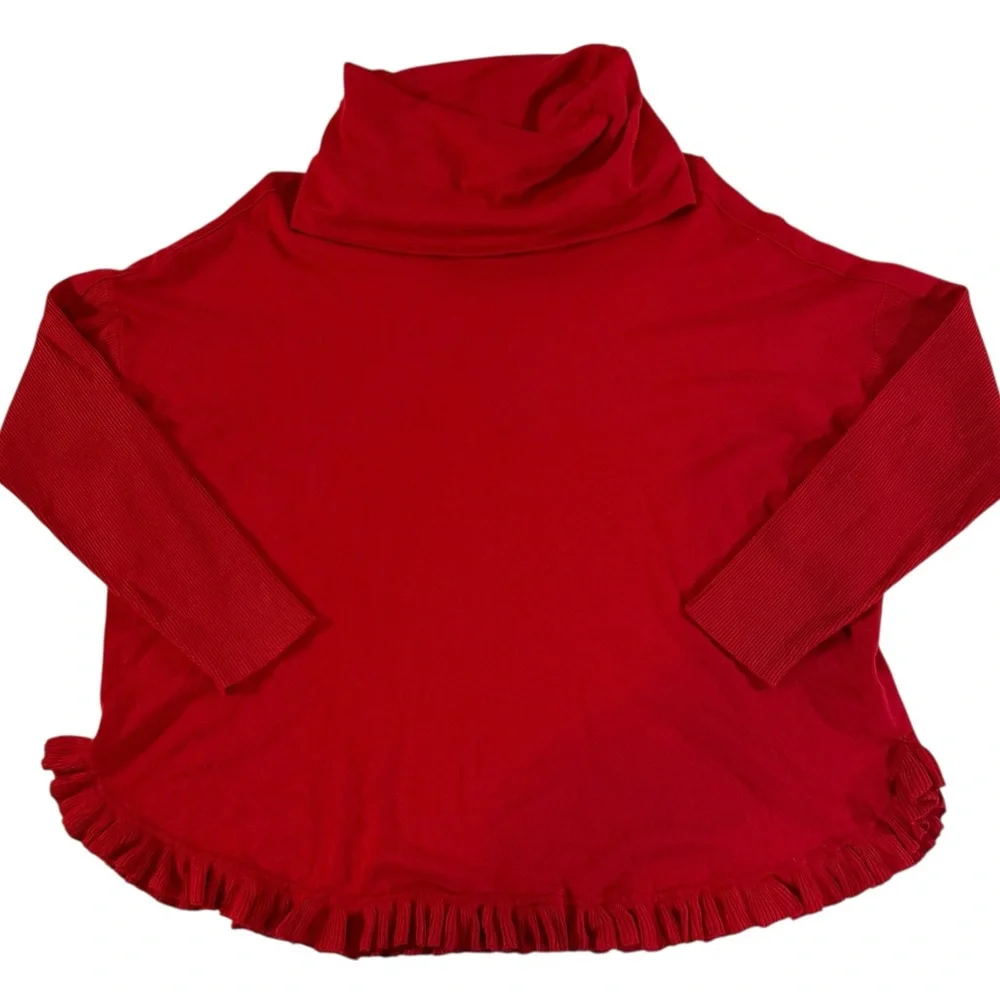Joseph A Scarlet Red Ruffle Hem Sweater XL NWT Cozy Chic Cowl Neck Knit